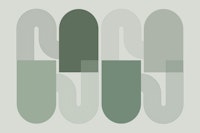 Green Abstract Mid Century Arch Geometry tapete