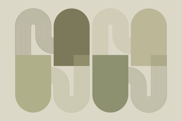 Green Abstract Mid Century Arch Geometry