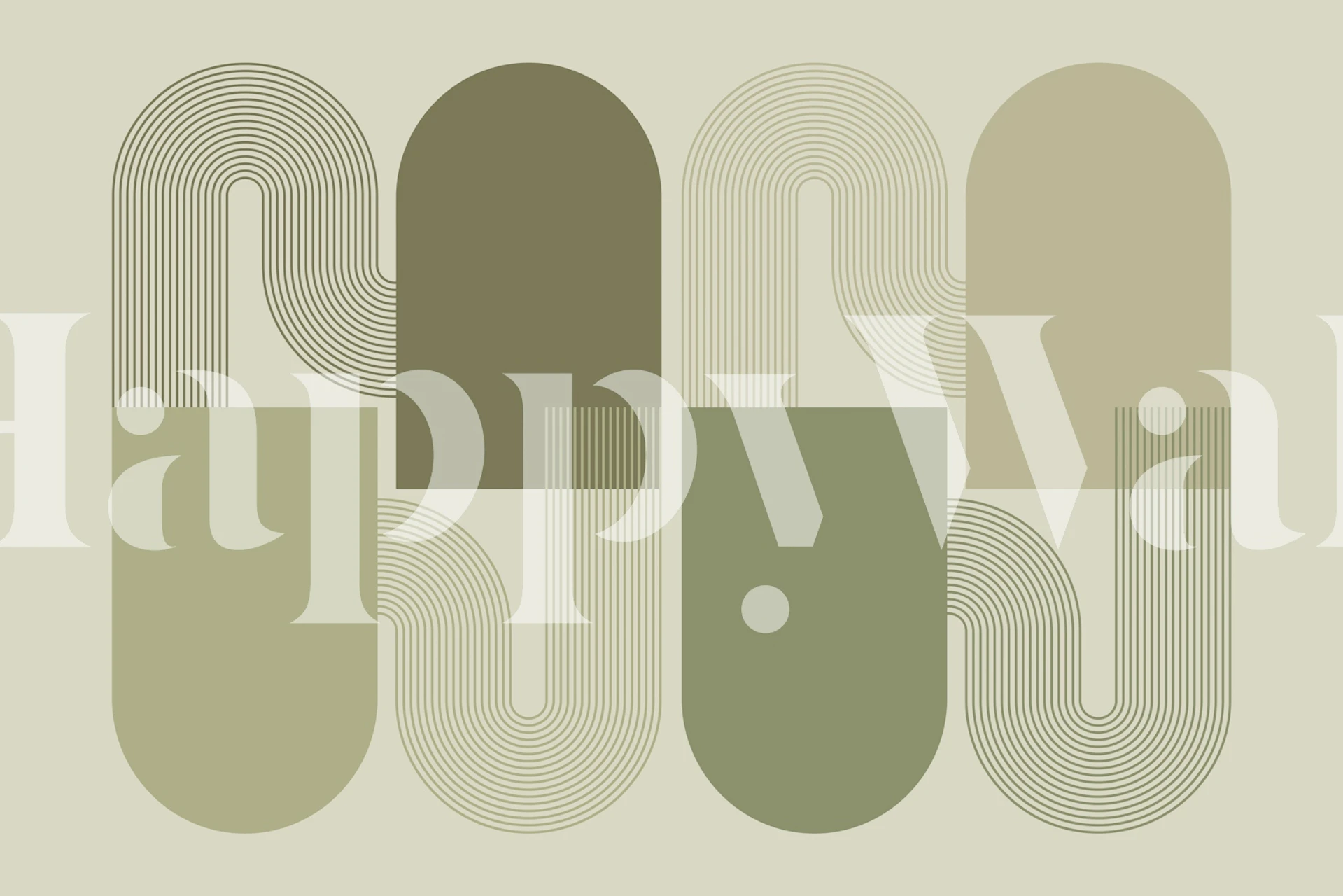 Green abstract mid-century arch geometry wallpaper