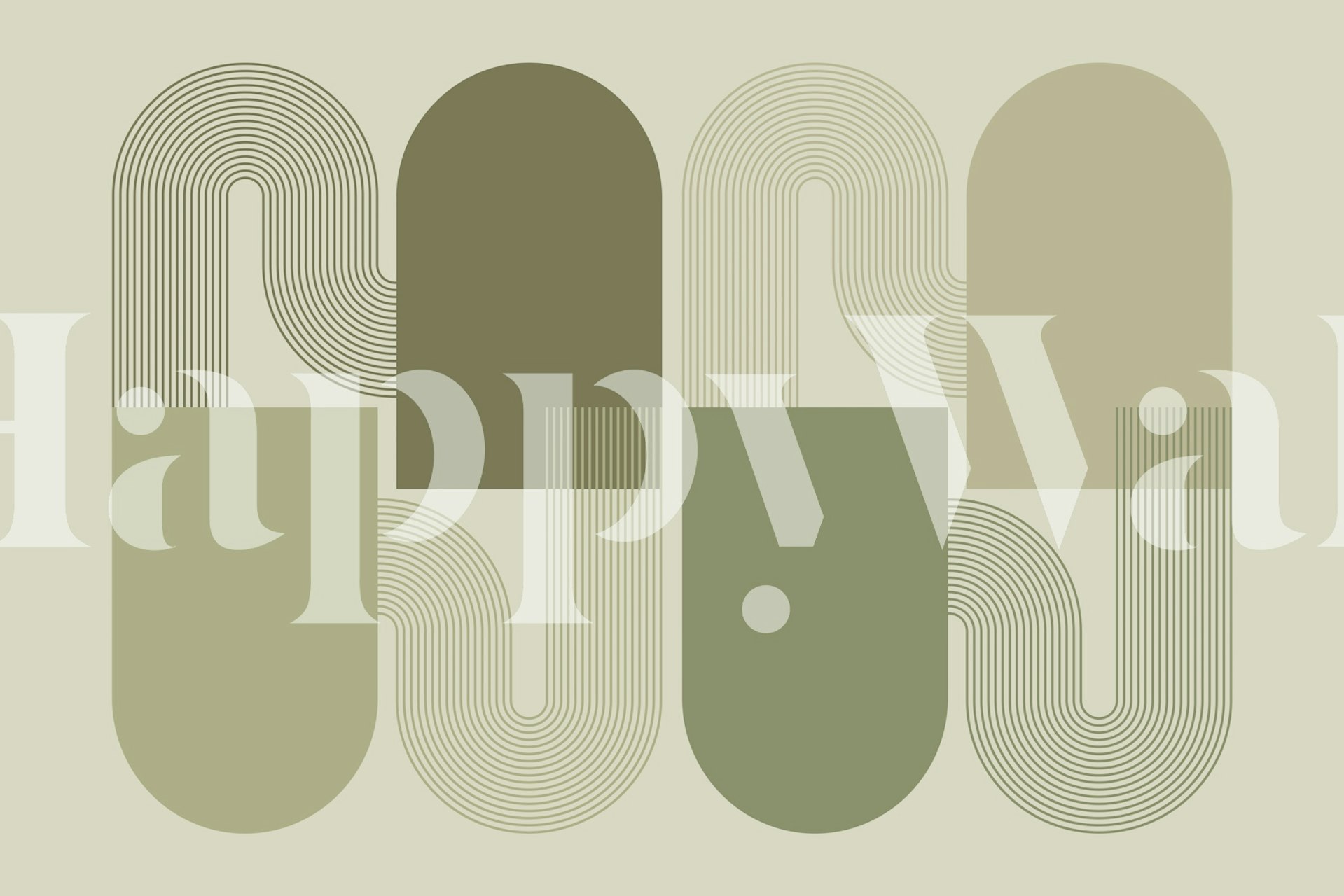 Groene abstracte mid-century boog geometrie behang