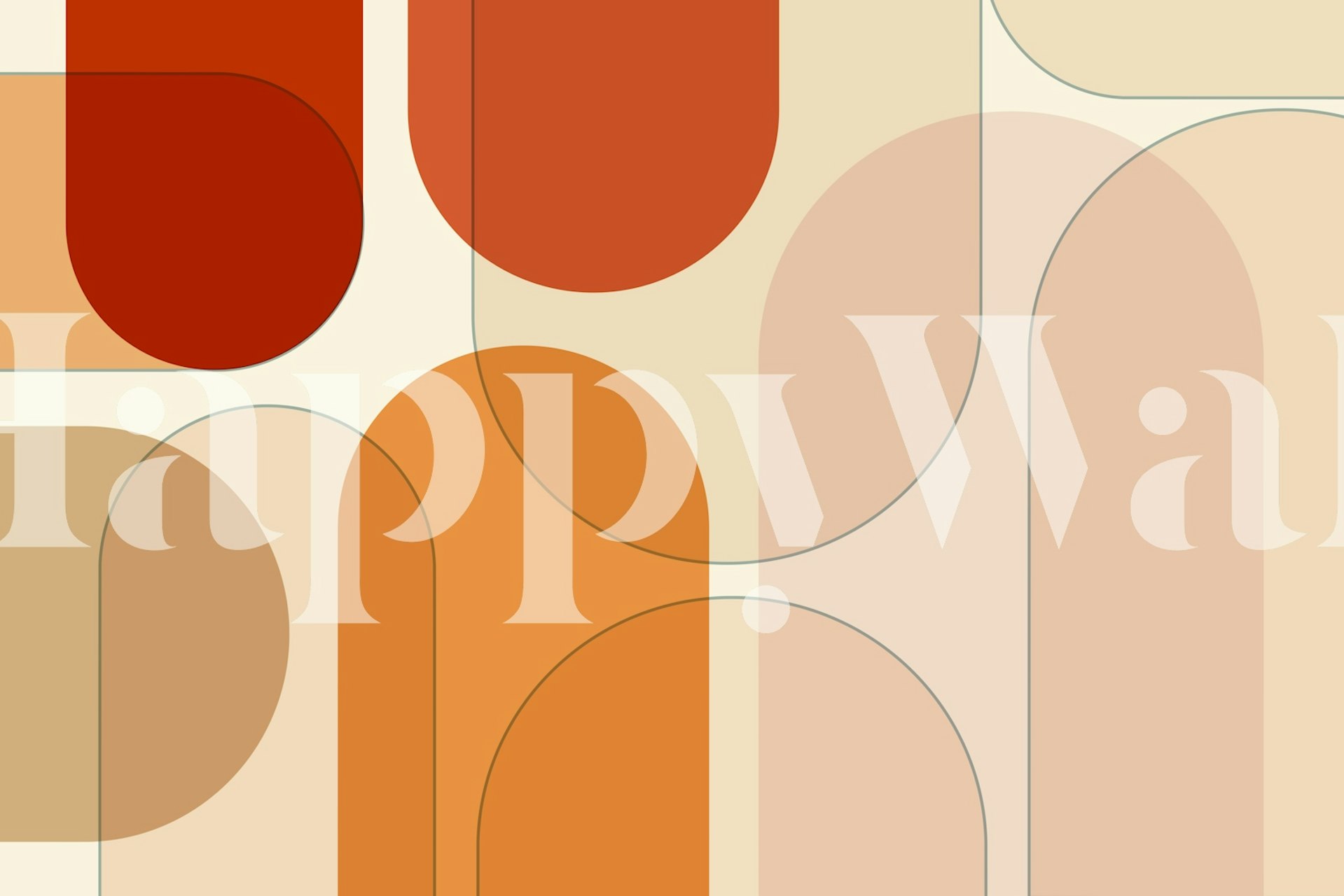 Warm abstract mid century modern geometric shapes wallpaper