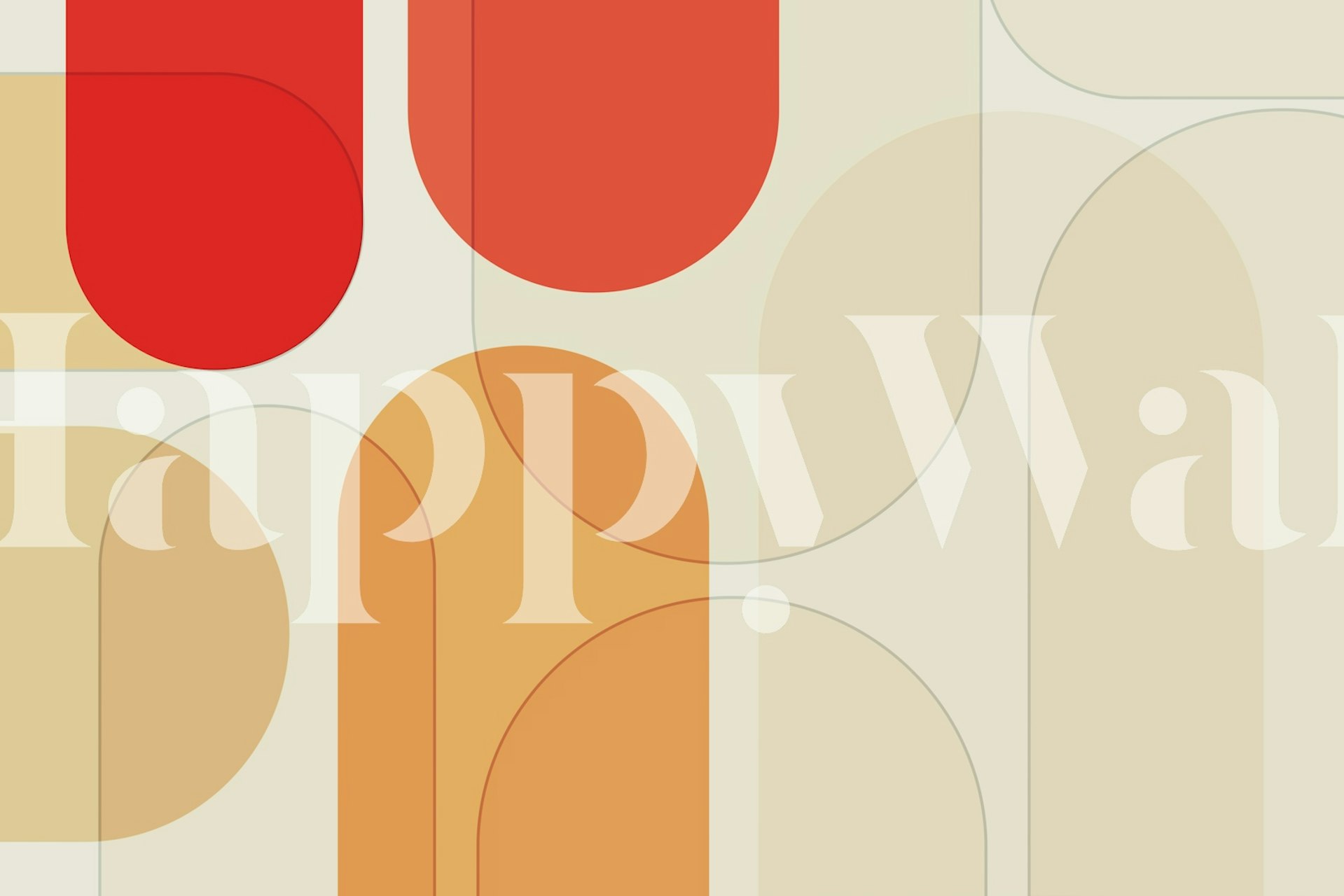 Warm abstract mid century modern geometric shapes wallpaper