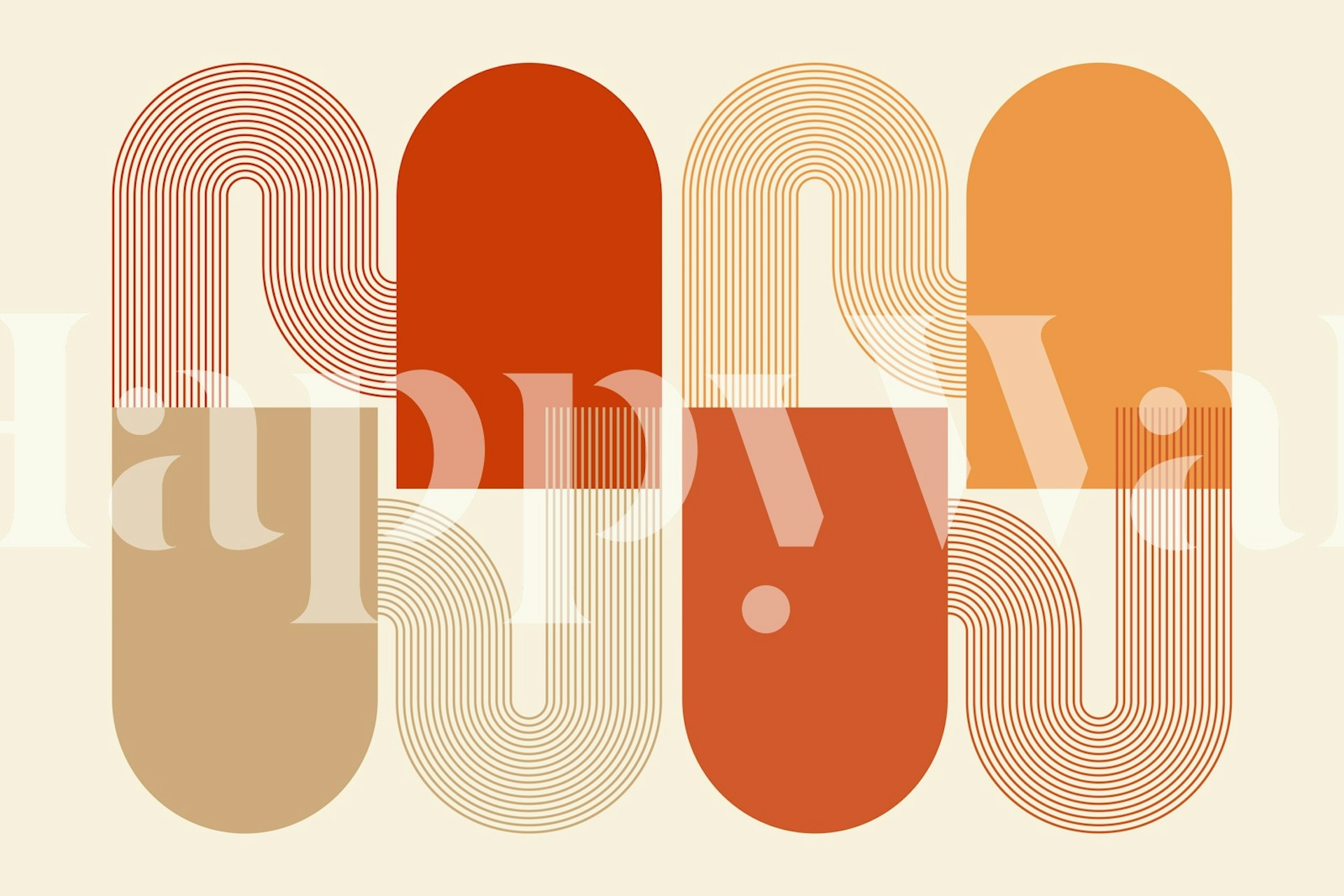 Geometric arches in warm tones of brown and orange wallpaper