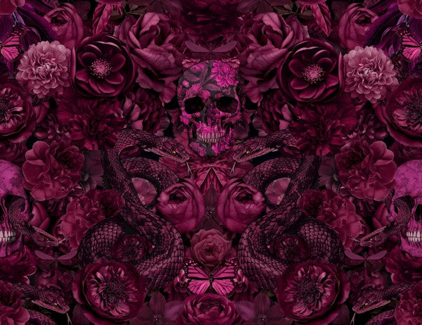 Baroque Goth Flower Skull Snake Opulence
