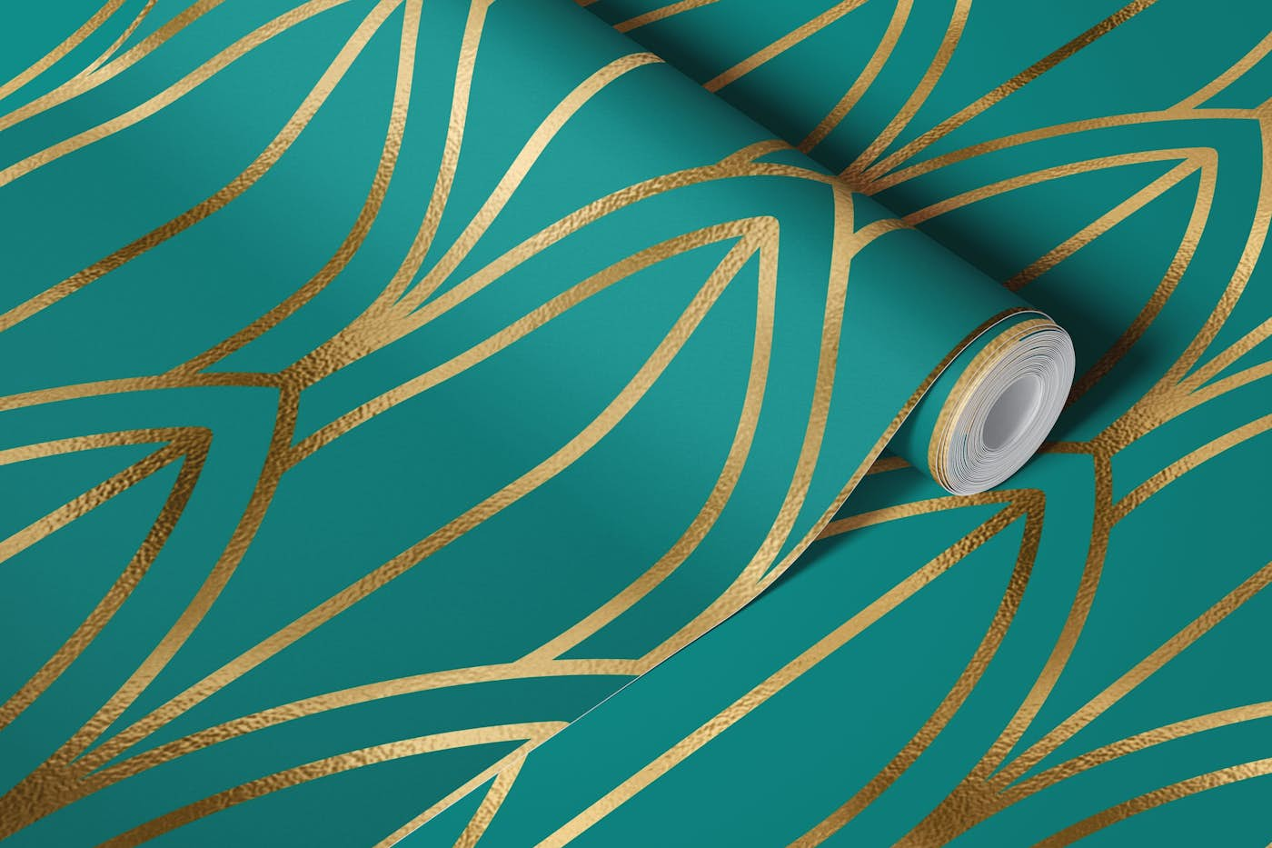 Art Deco Art 1 teal wallpaper roll