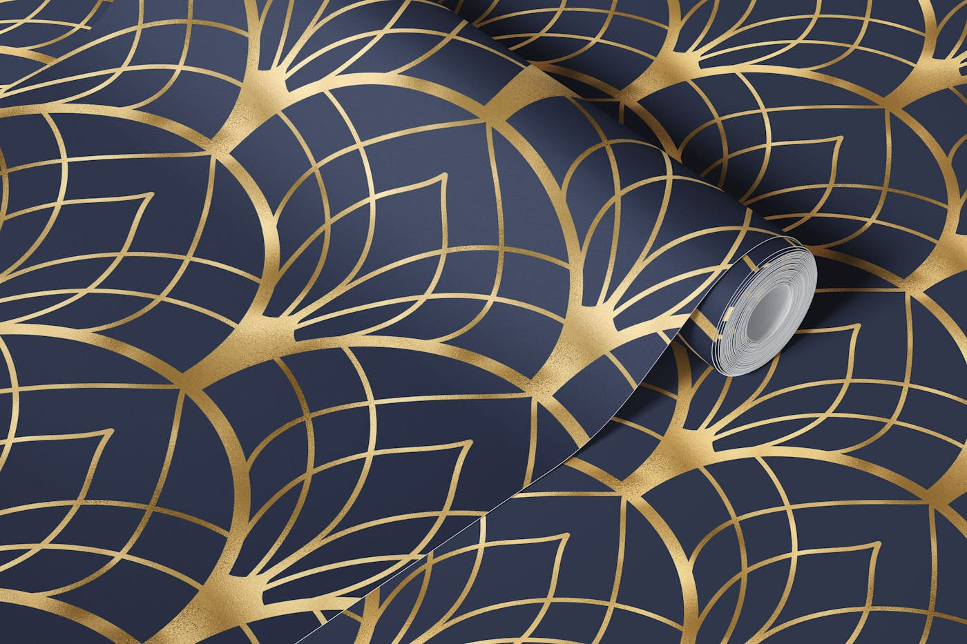 Art Deco Art 2 gold and navy wallpaper roll