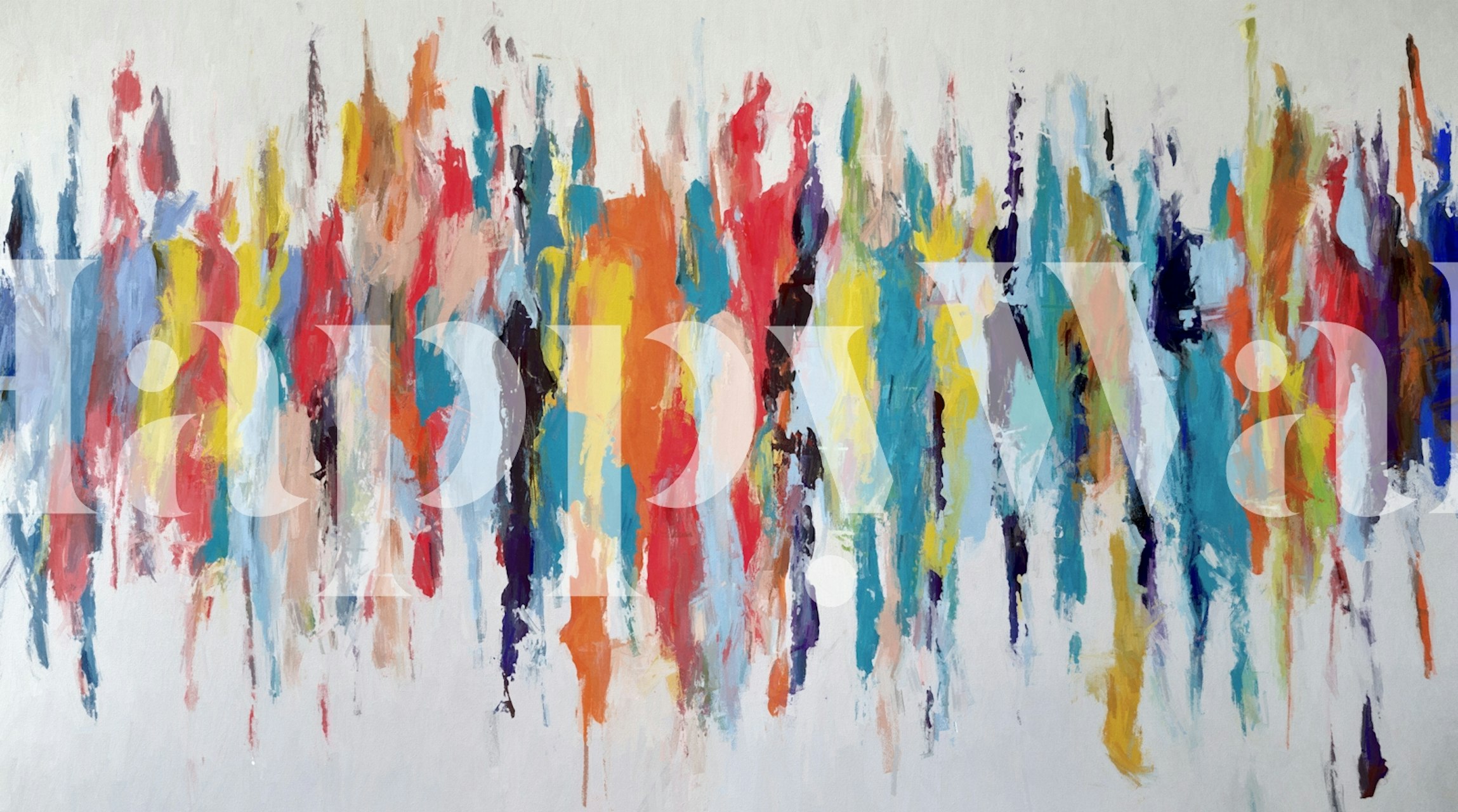 Vibrante Colorful Brushstrokes behang in een kamer