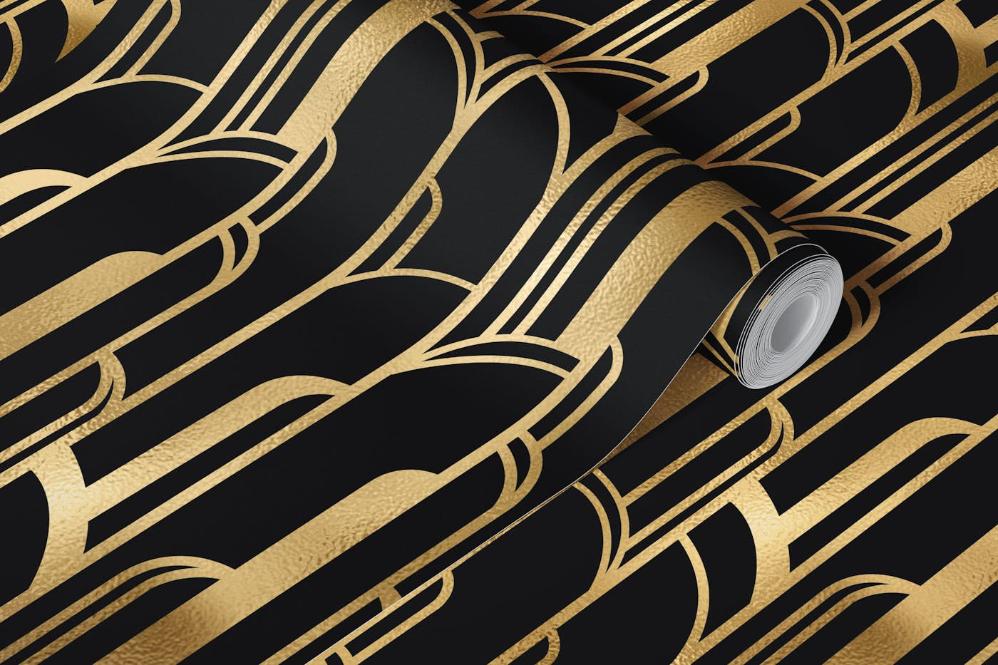 Art Deco Art 5 gold and black wallpaper roll