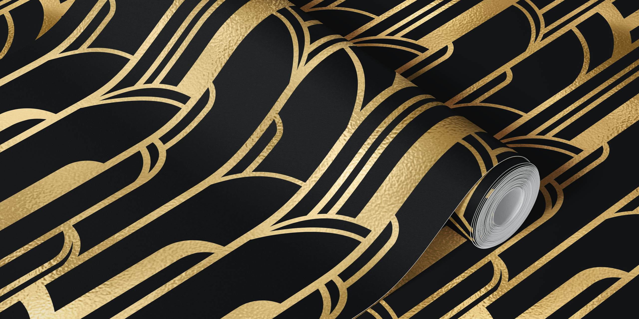 Art Deco gold ja black tapettimuotoilu