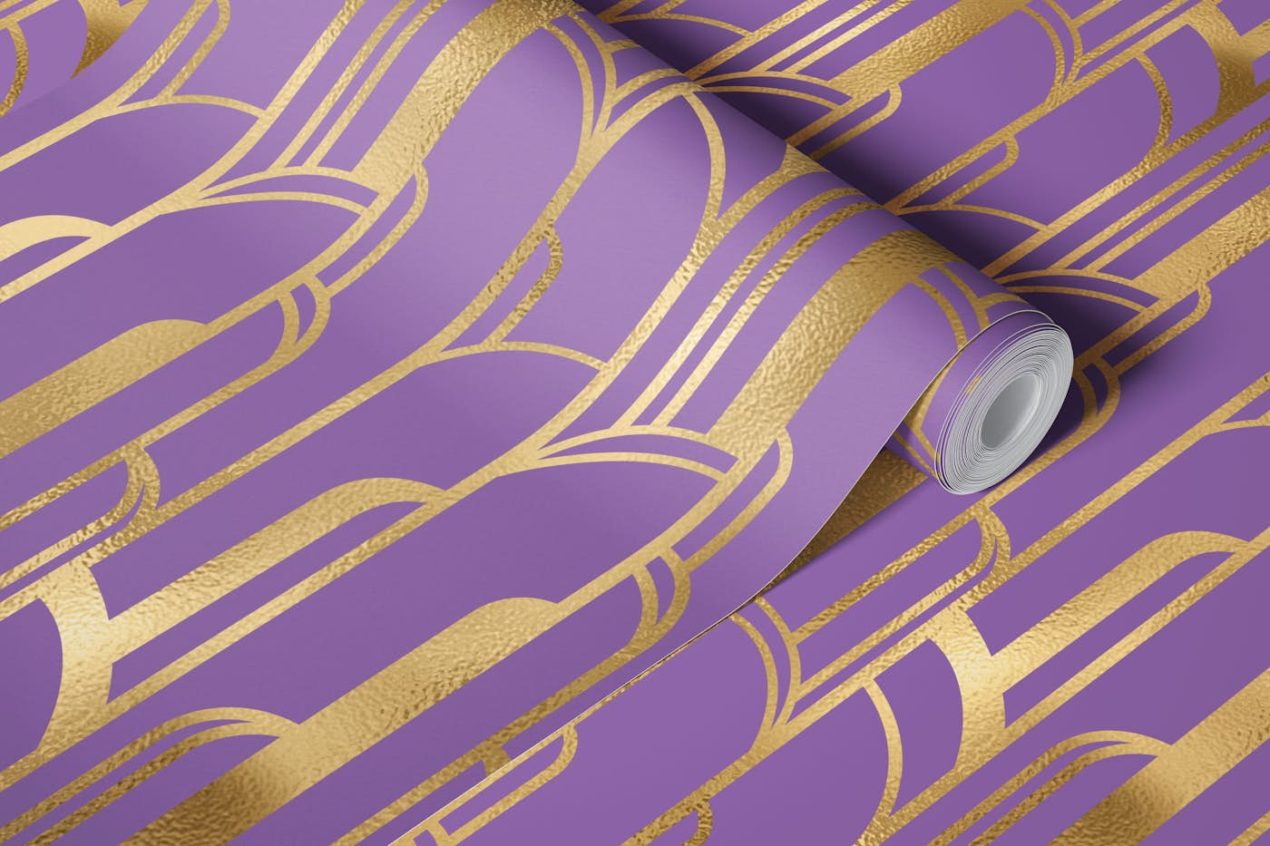 Art Deco Art 5 gold and purple wallpaper roll