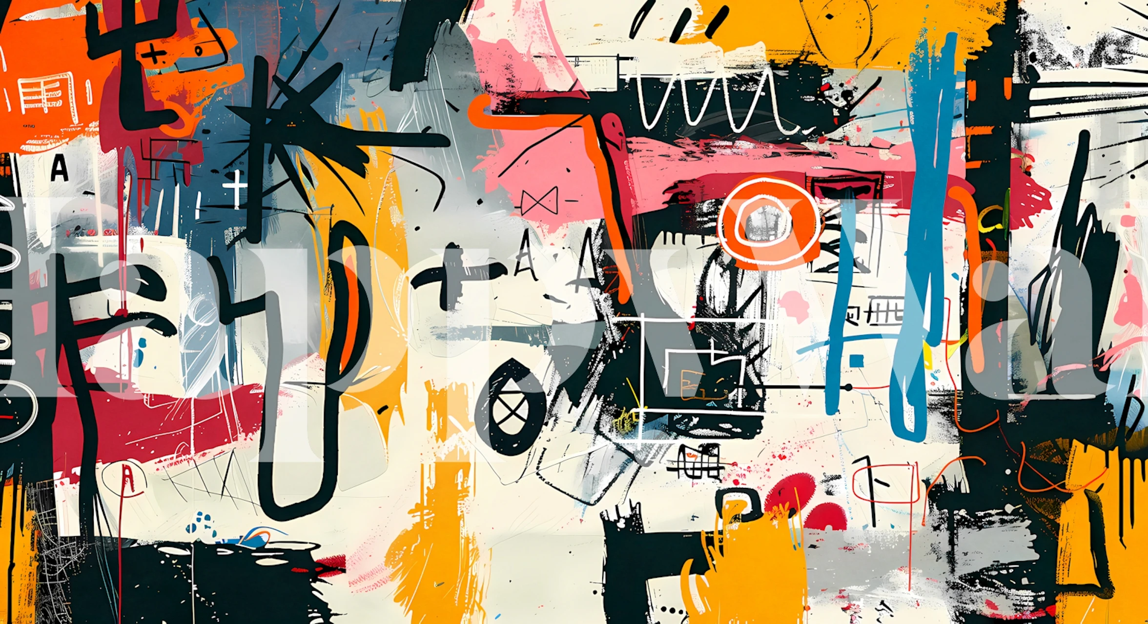 Graffiti wallpaper design in modern interior