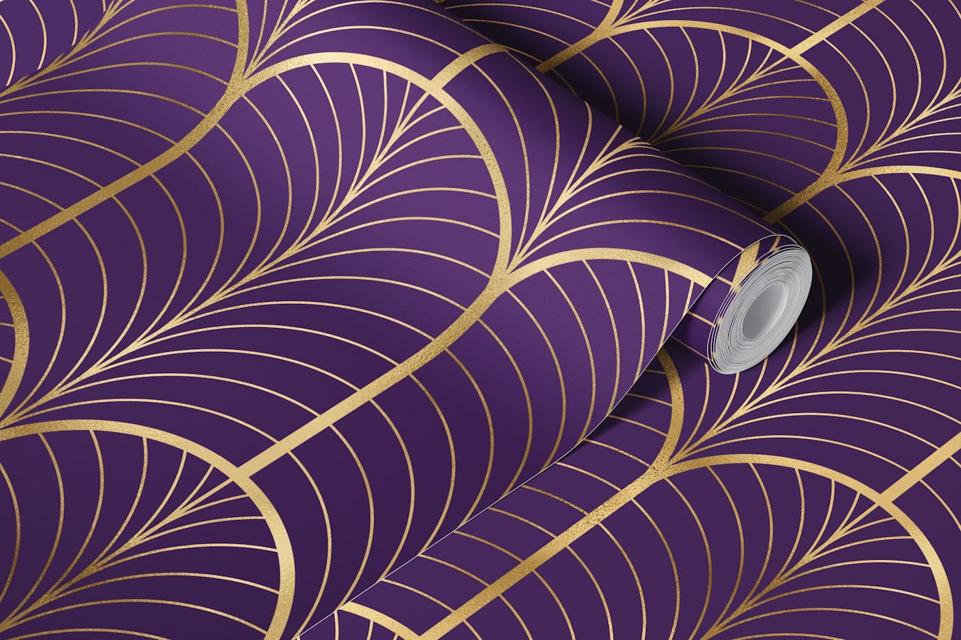 Art Deco Art 6 gold and dark purple wallpaper roll