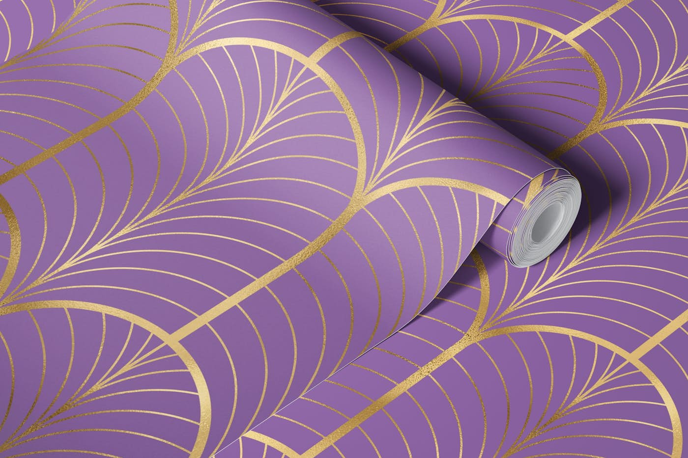 Art Deco Art 6 gold and purple wallpaper roll