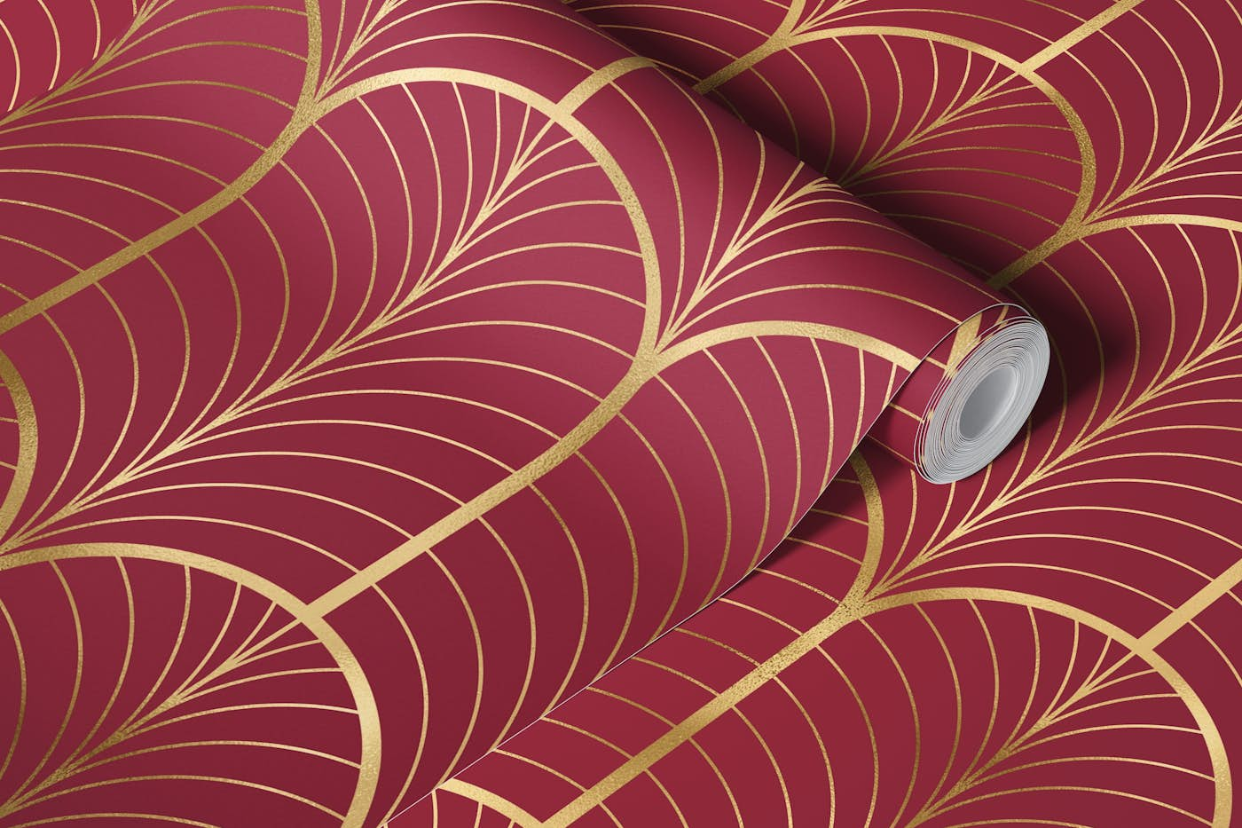 Art Deco Art 6 gold and burgundy wallpaper roll