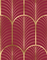Art Deco Art 6 gold and burgundy tapete