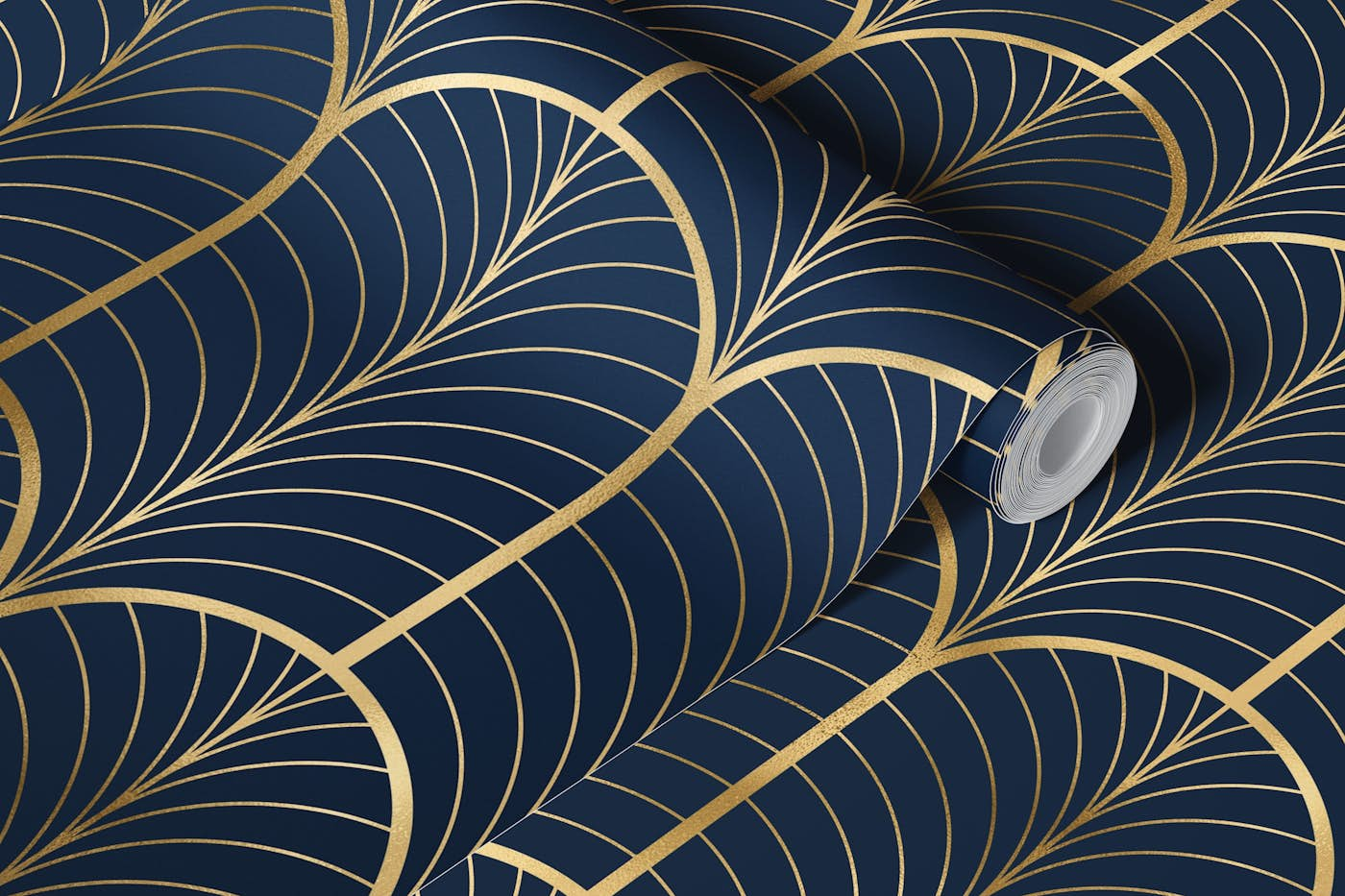 Art Deco Art 6 gold and navy wallpaper roll