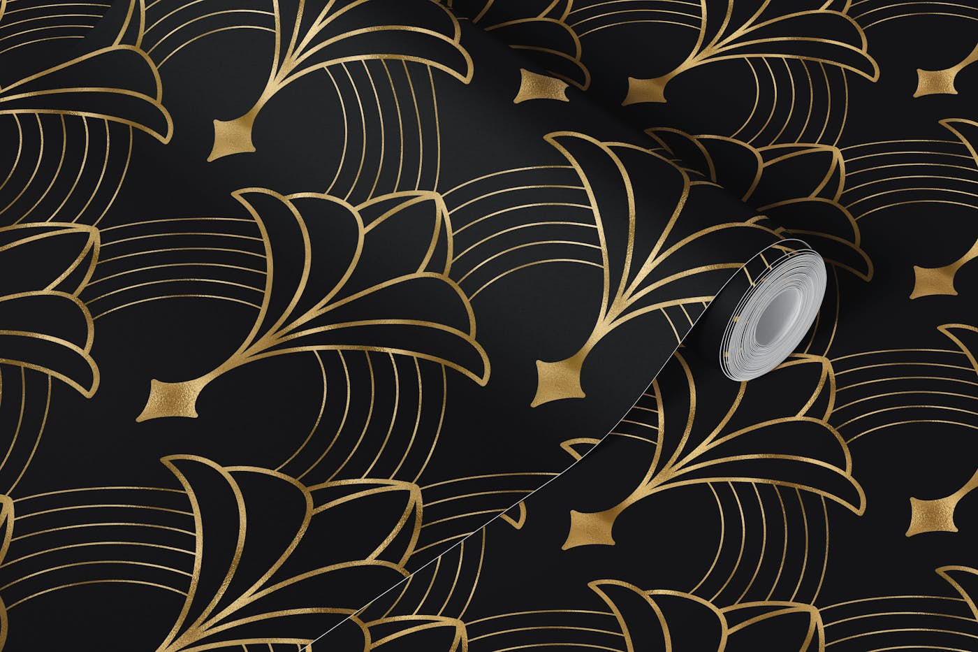 Art Deco Art 7 gold and black wallpaper roll