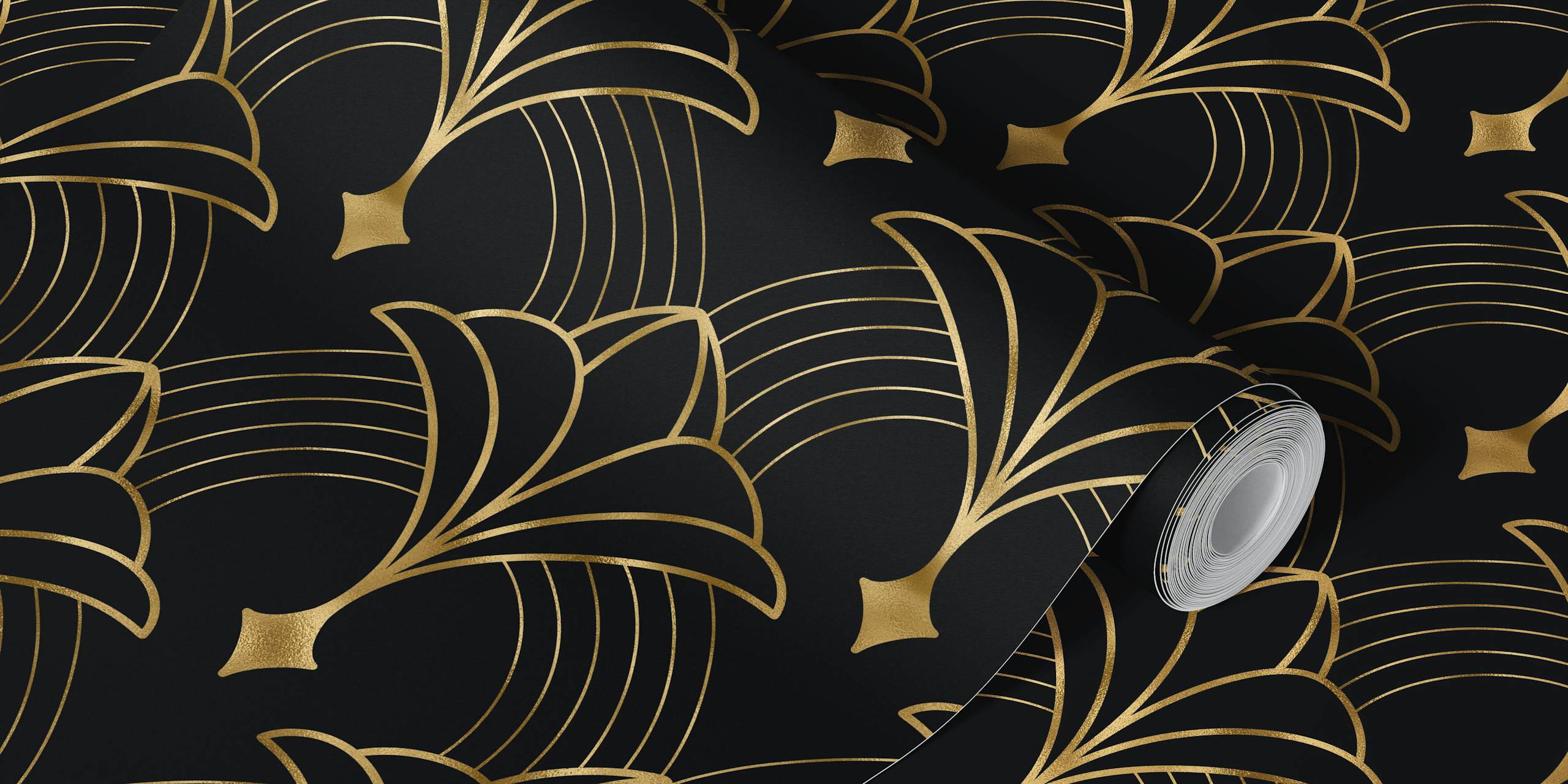 Art Deco gold and black wallpaper design