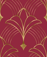 Art Deco Art 7 gold and burgundy wallpaper