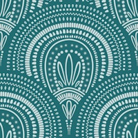 Ornamental scallop print - teal tapetit
