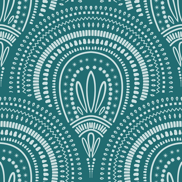 Ornamental scallop print - teal