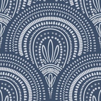 Ornamental scallop print - navy tapetit