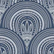 Ornamental scallop print - navy