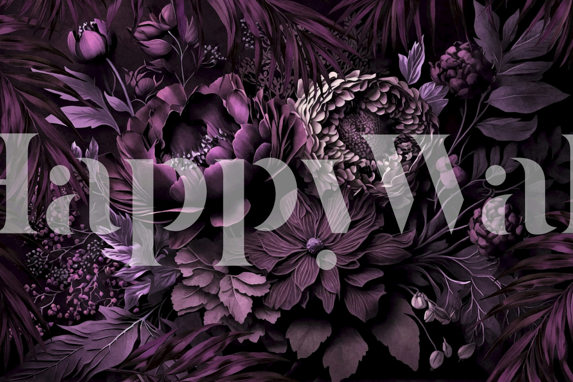Moody floral wallpaper in mauve tones