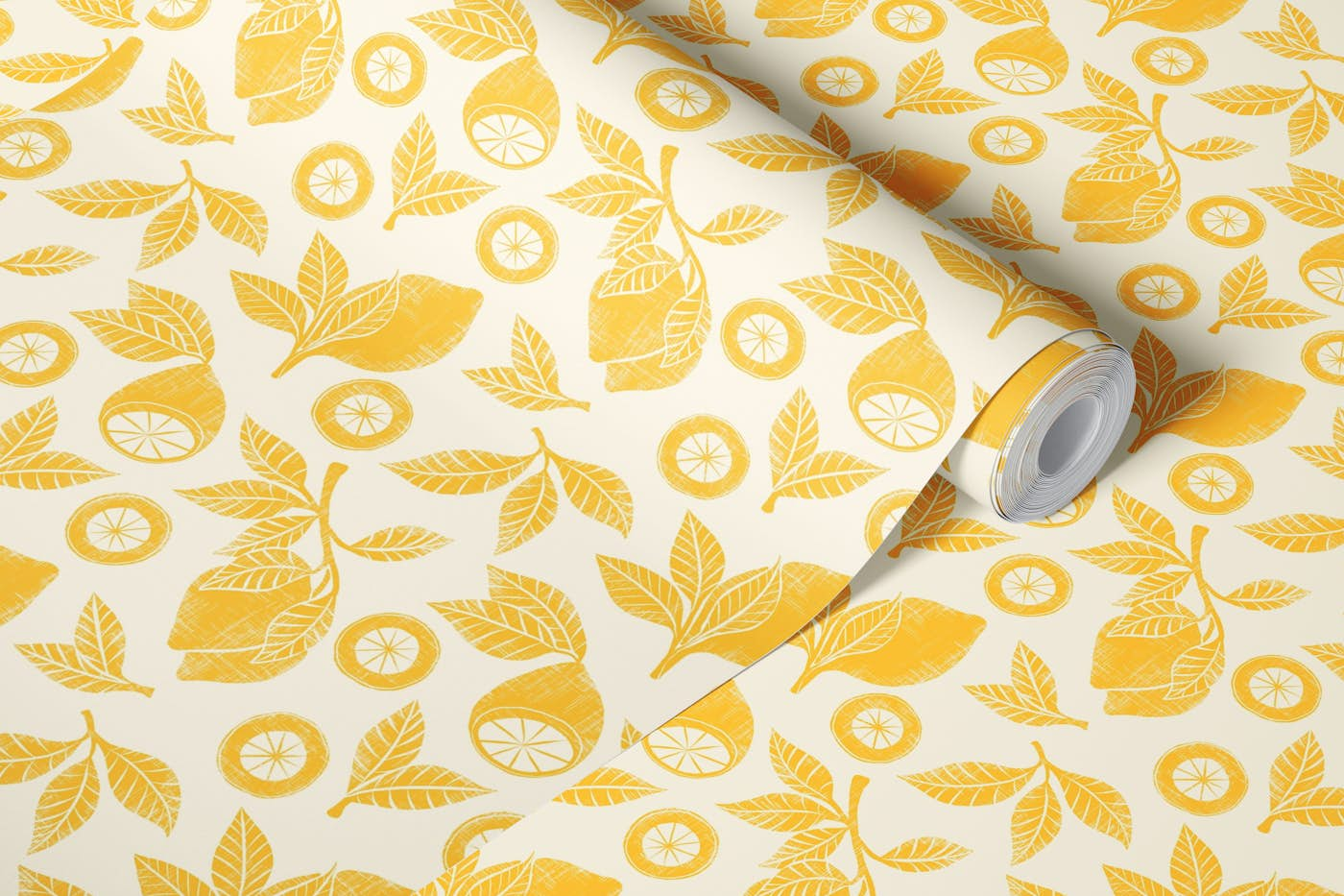 Happy Yellow Lemons wallpaper roll