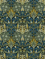 Victorian Snakeshead Pattern Blue Linen wallpaper