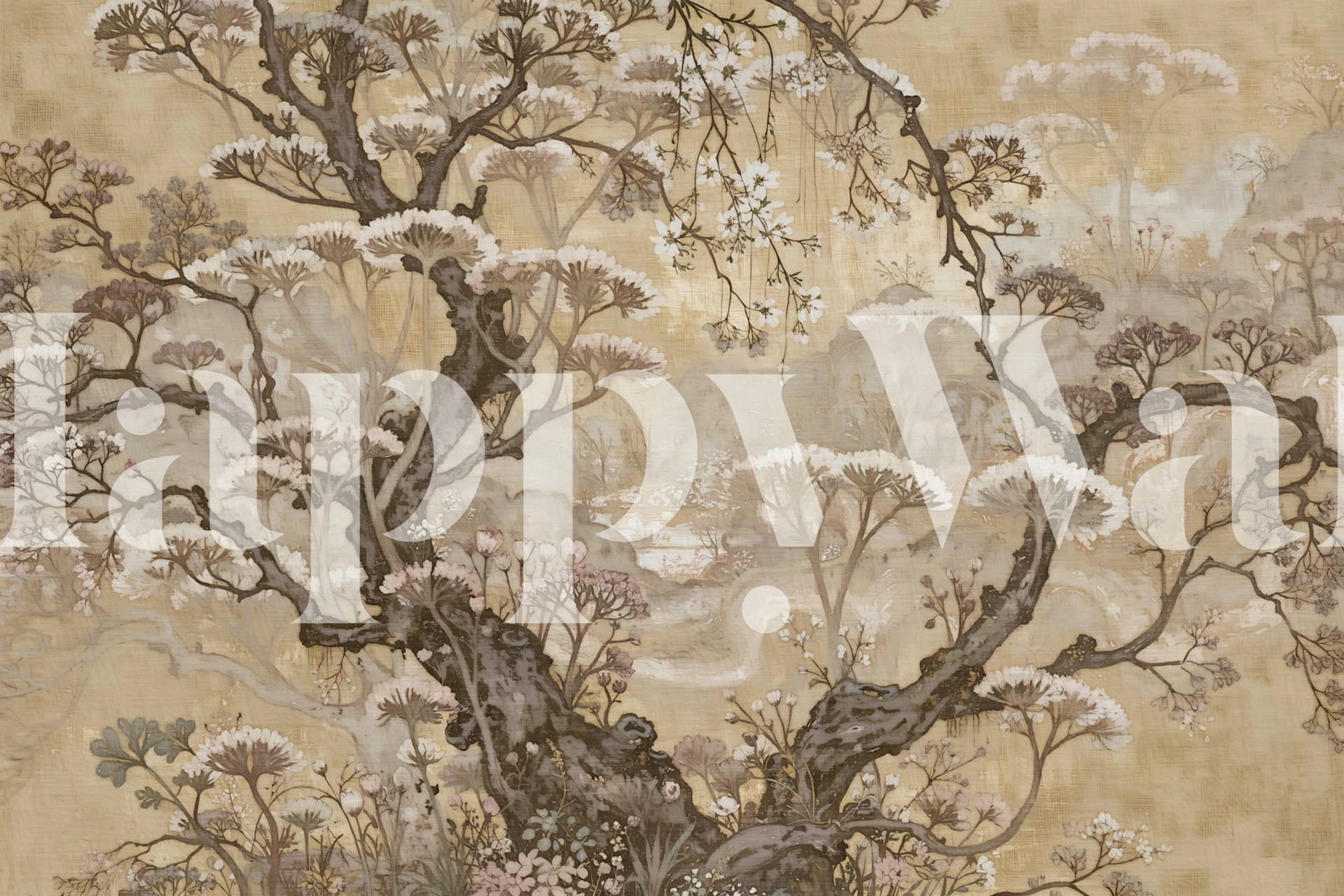 Japandi Wilderness wallpaper in a room