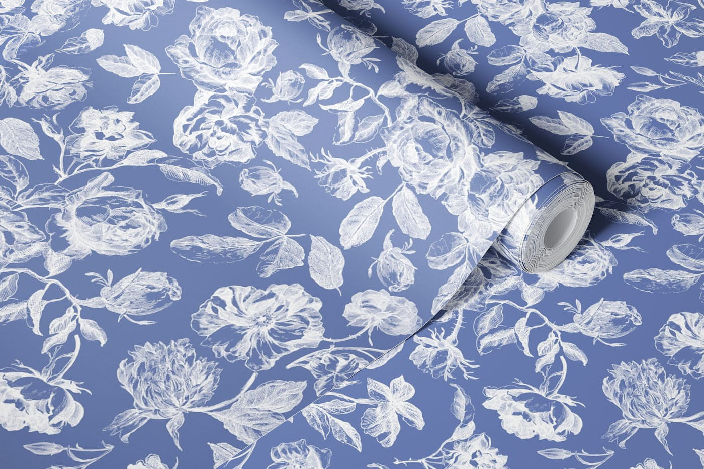 White Roses - Toile DeJouy wallpaper roll