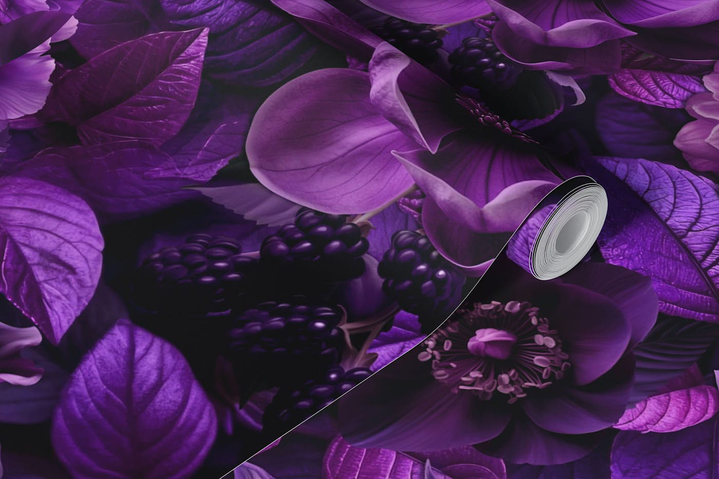 Moody Flowers Baroque Magic Purple Grandeur wallpaper roll