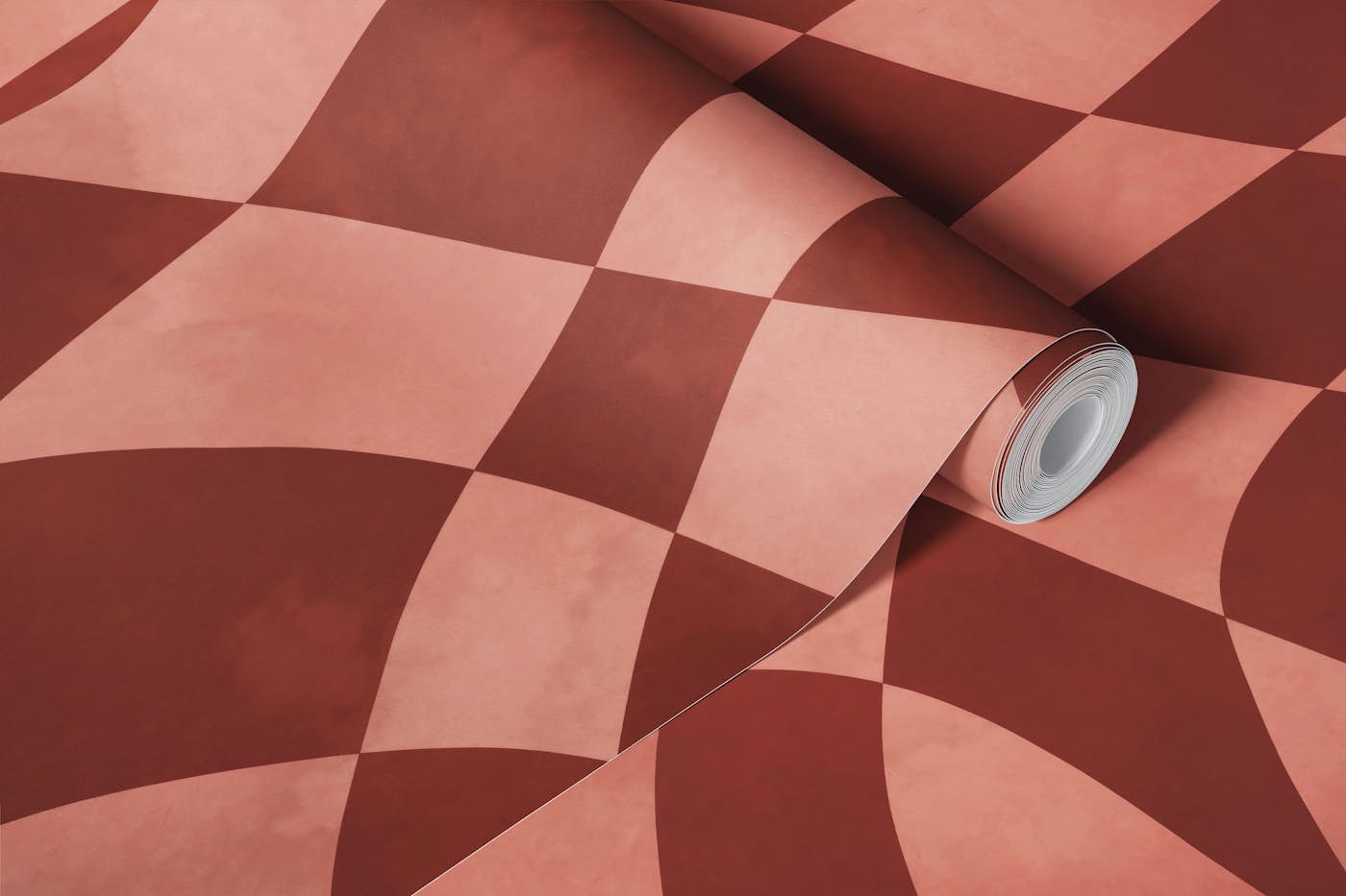Groovy Retro Checker Rusty Peach wallpaper roll