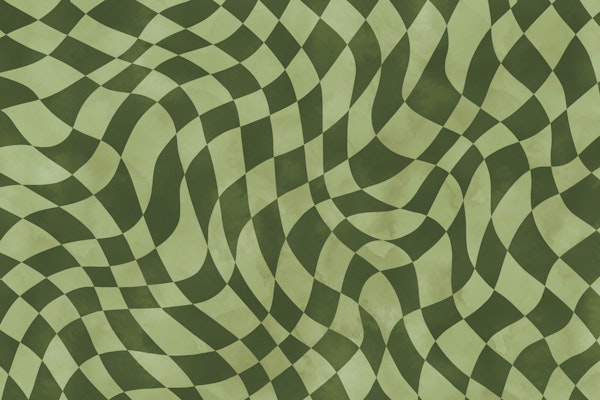 Groovy Retro Checker Forest Green