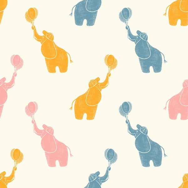 Cute Elephants in Hats holding Balloons