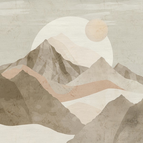 Neutral Colors Abstract Mountain