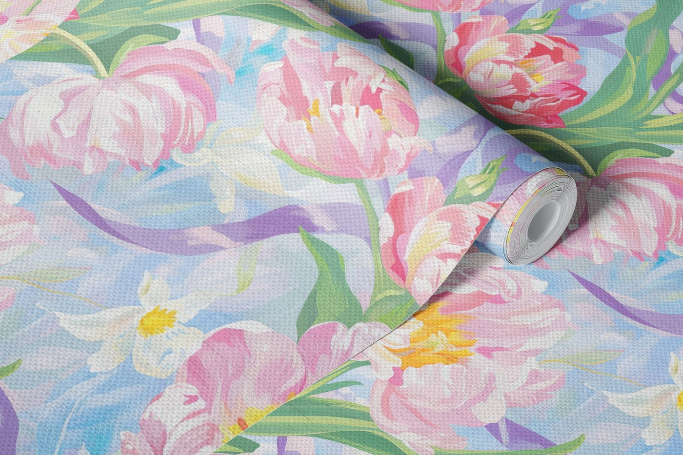 Sweet Pastel Tulips in Spring wallpaper roll