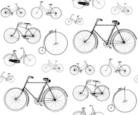 Vintage Bikes Pattern - Black and White wallpaper