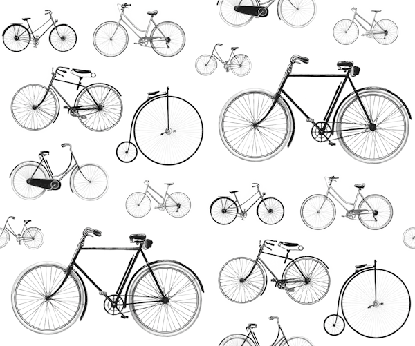 Vintage Bikes Pattern - Black and White