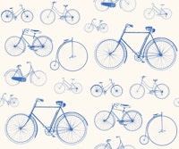 Vintage Bikes Pattern - Blue wallpaper