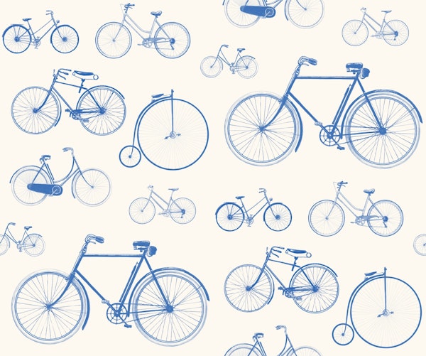 Vintage Bikes Pattern - Blue