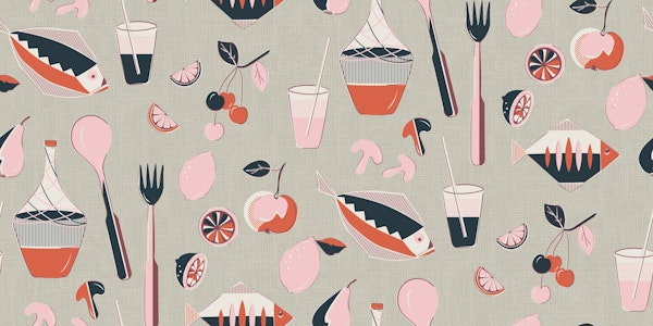 Mid century picnic anthracite pink