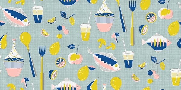 Mid century picnic lime blue large