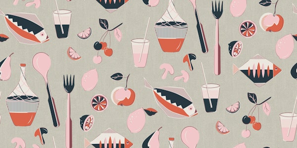 Mid century picnic anthracite pink large