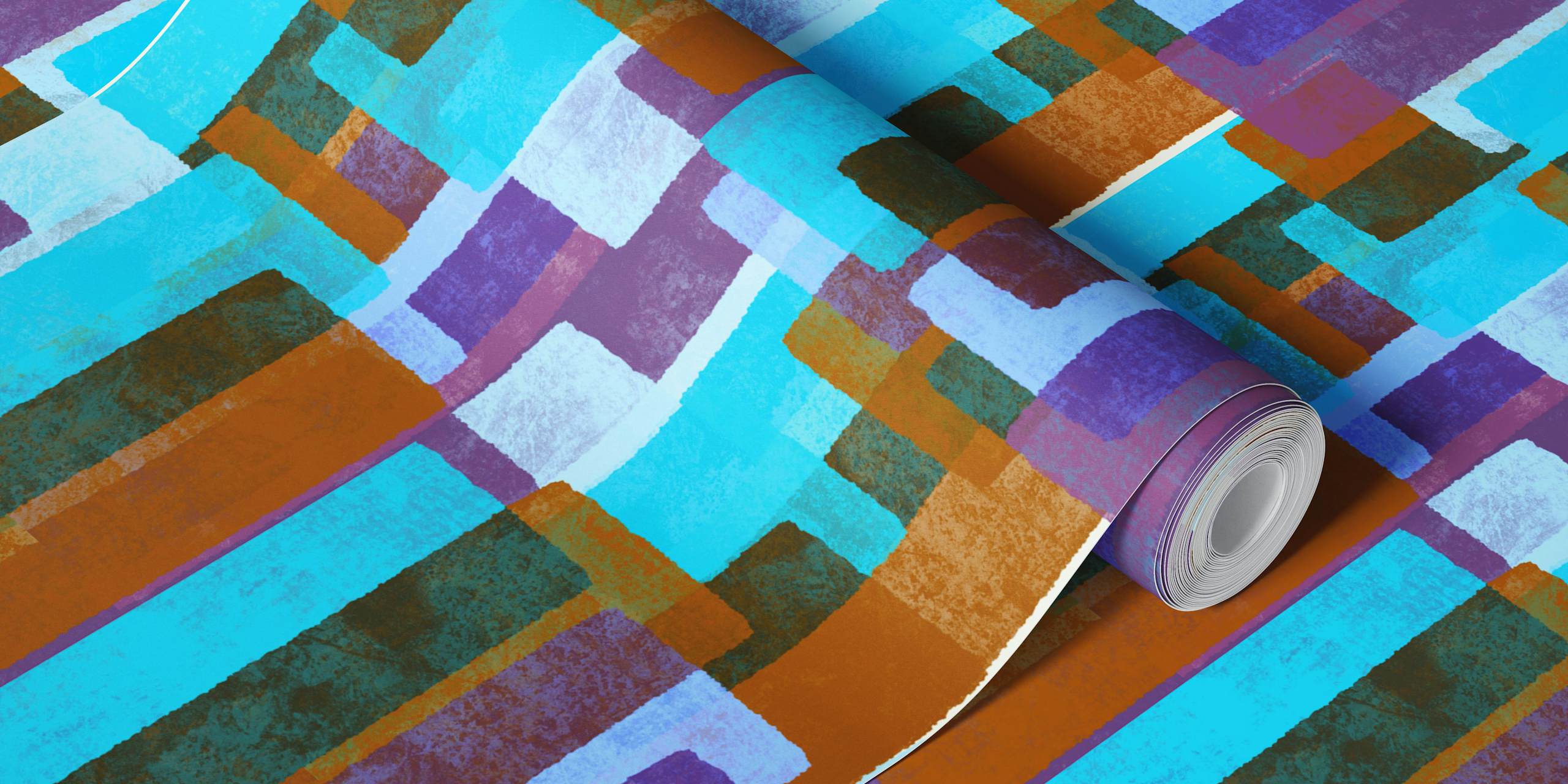 Mid Century Color Kaleidoscope Turquoise Tapete