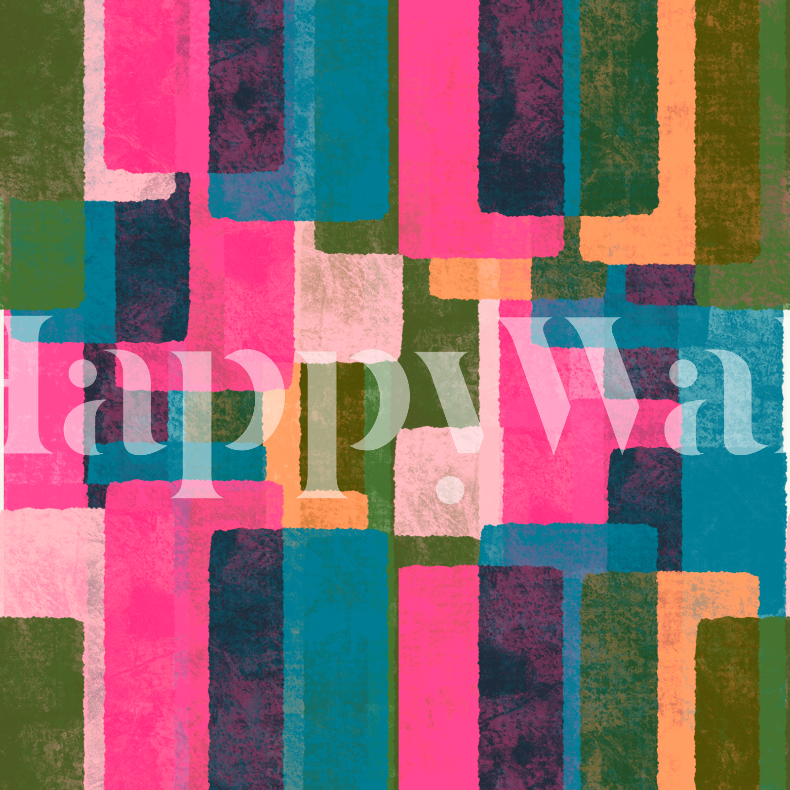 Mid Century Color Blocks Kaleidoscope Pink - Happywall