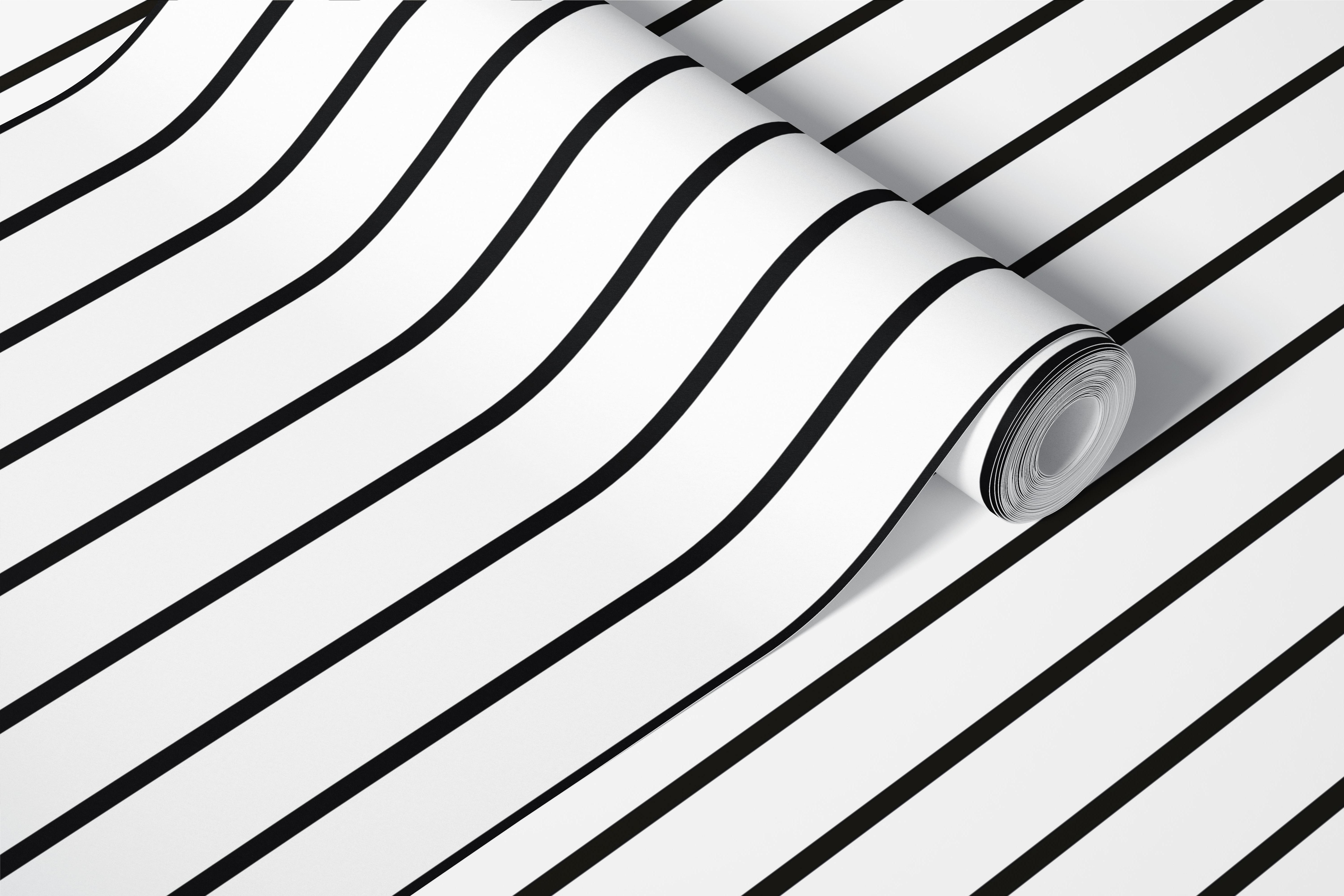 Black and white vertical stripes wallpaper in a room