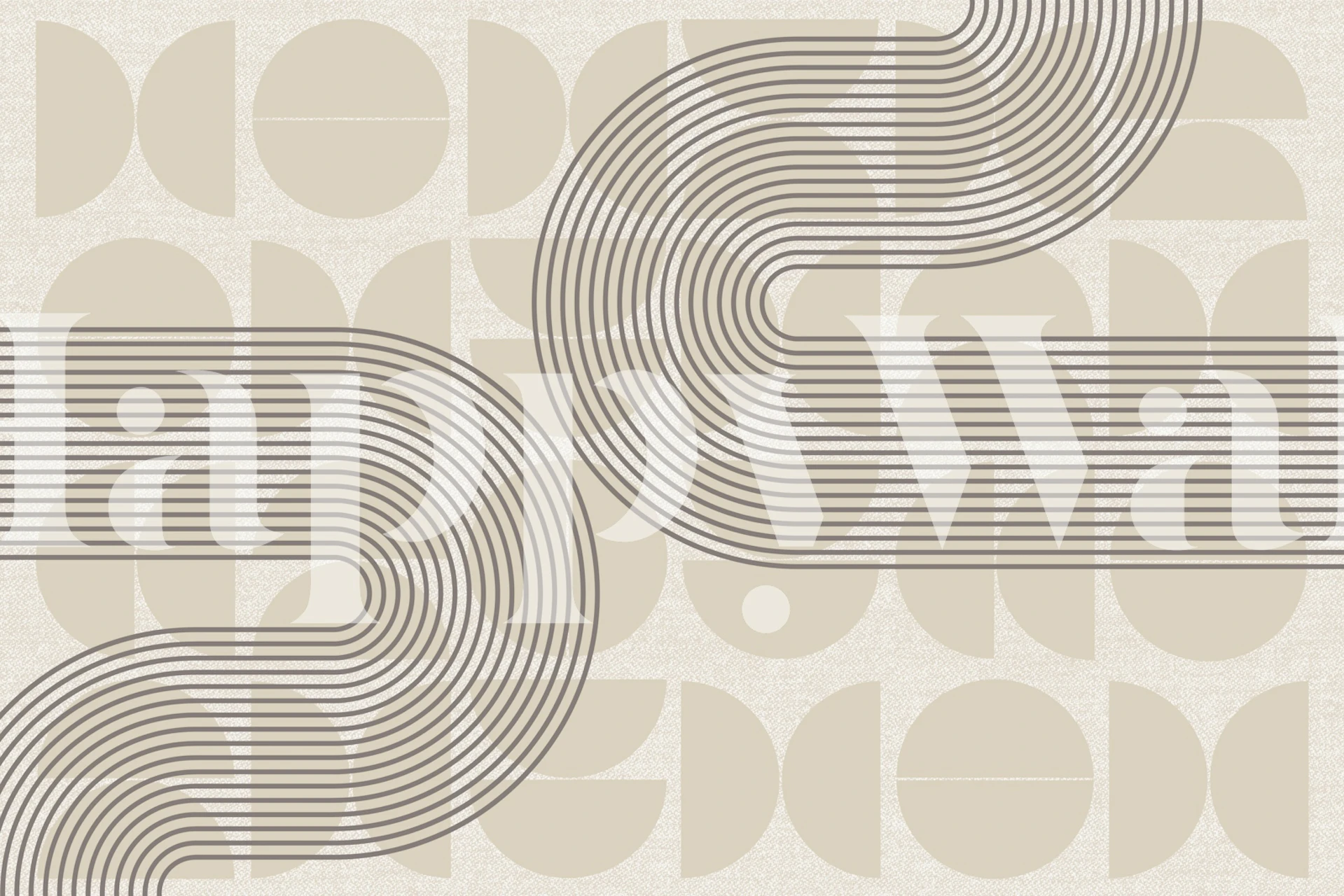 Geometric pattern in cream and brown lines mid century wallpaper