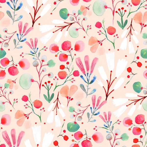 watercolor garden tender peach